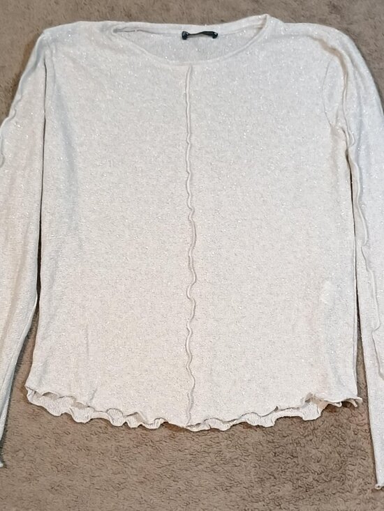 Zara Tops - Zara/Top/Womens Large/Gold Sparkly Lettuce Hem Y2K Party Glam Shimmer Top Chic